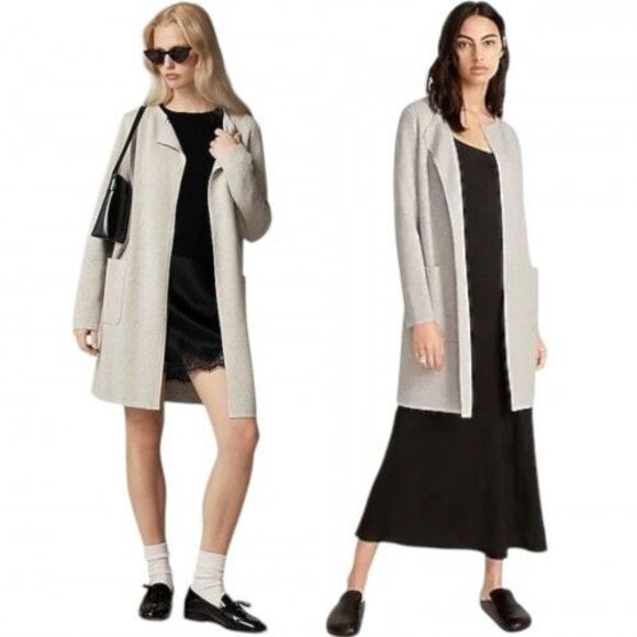 J. Crew Jackets & Blazers - J.Crew Juliette Sweater-Blazer Size L Light Gray Merino Open Front NWT